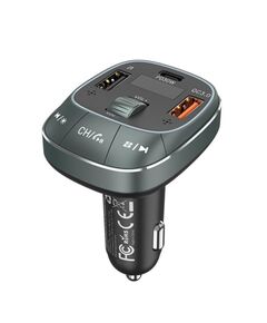 VENTION 3-PORT USB CAR CHARGER WITH FM TRANSMITTER BLACK ABS TYPE (FFLB0) (VENFFLB0)