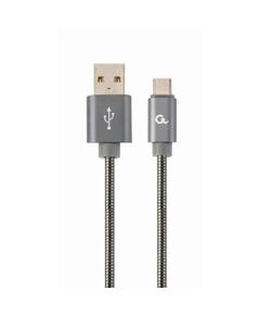 GEMBIRD CC- USB2S-AMCM-1M-BG USB-C 2.0 CABLE (AM/CM) METAL PLUGS, SPIRAL BRAID, 1M, METALLIC GRAY (CC-USB2S-AMCM-1M-BG) (GEMCC-USB2S-AMCM-1M-BG)