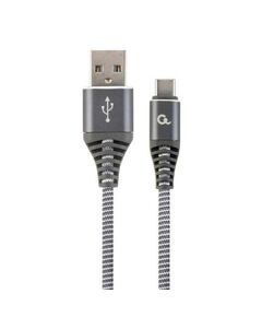 GEMBIRD CC- USB2B-AMCM-2M-WB2 PREMIUM USB-C 2.0 CABLE (AM/CM) METAL PLUGS, BRAID, 2M, GRAY/WHITE (CC-USB2B-AMCM-2M-WB2) (GEMCC-USB2B-AMCM-2M-WB2)