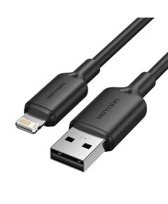 VENTION USB 2.0 A MALE TO LIGHTNING MALE 2.4A CABLE 1M BLACK PVC TYPE (LAMBF) (VENLAMBF)