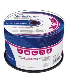 MEDIARANGE CD-R 80' 700MB 52X CAKE BOX X 50 INKJET FULLSURFACE PRINTABLE (MR208)