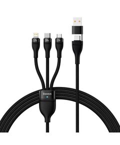 BASEUS FLASH SERIES II BRAIDED USB TO MICRO USB / TYPE-C / LIGHTNING CABLE ΜΑΎΡΟ 1.2M (CASS030101) (BASCASS030101)