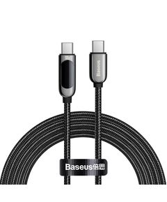 BASEUS DISPLAY BRAIDED USB 2.0 CABLE USB-C MALE - USB-C MALE ΜΑΎΡΟ 2M (CATSK-C01) (BASCATSK-C01)