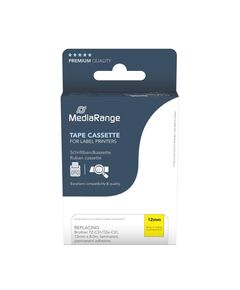MEDIARANGE PLASTIC TAPE CASSETTE FOR LABEL PRINTERS USING BROTHER TZ-C31/TZE-C31 12MM 8M LAMINATED BLACK ON FLUORESCENT YELLOW (MRBTZC31)