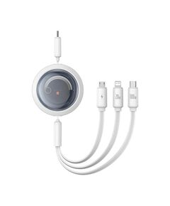 BASEUS FAST CHARGING CABLE 3IN1 FREE2DRAW USB-C TO USB-C/LIGHTNING/MICRO 100W 1.1M WHITE (P10368700211-03) (BASP10368700211-03)