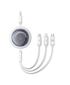 BASEUS 3-IN-1 FREE2DRAW USB TO M+L+C 100W CABLE 1.1 M WHITE (P10368700211-02) (BASP10368700211-02)