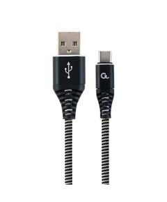 GEMBIRD CC- USB2B-AMCM-2M-BW PREMIUM USB-C 2.0 CABLE (AM/CM) METAL PLUGS, BRAID, 2M, BLACK/WHITE (CC-USB2B-AMCM-2M-BW) (GEMCC-USB2B-AMCM-2M-BW)