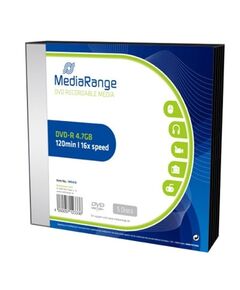 MEDIARANGE DVD-R 120' 4.7GB 16X SLIMCASE PACK X 5 (MR418)