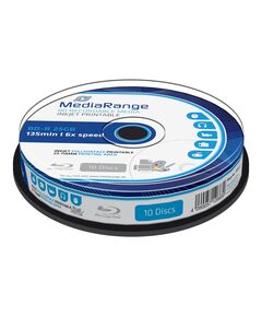 MEDIARANGE BD-R BLU-RAY 25GB 6X CAKE BOX X10 INKJET FULLSURFACE PRINTABLE (MR500)