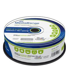 MEDIARANGE DVD-R 120' 4.7GB 16X CAKE BOX X 25 INKJET FULLSURFACE PRINTABLE (MR407)