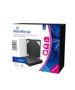 MEDIARANGE CD JEWELCASE FOR 2 DISCS 10.4MM BLACK PACK 5 (MRBOX31-2)