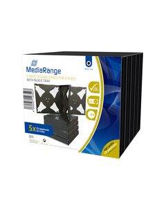MEDIARANGE CD JEWELCASE FOR 4 DISCS 22MM BLACK PACK 5 (MRBOX34-4)