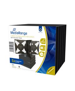 MEDIARANGE CD JEWELCASE FOR 6 DISCS 22MM BLACK PACK 5 (MRBOX34-6)