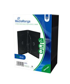MEDIARANGE DVD CASE FOR 4 DISCS 14MM BLACK PACK 5 (MRBOX35-4)