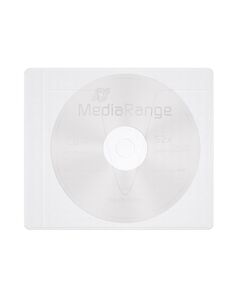 MEDIARANGE ADHESIVE-BACKED FLEECE SLEEVES FOR 1 DISC WHITE/SEMI-CLEAR, PACK 50  (MRBOX69-50)