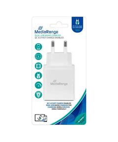 MEDIARANGE 25W FAST CHARGER WITH USB-A AND USB-C OUTPUT, WHITE (MRMA112)
