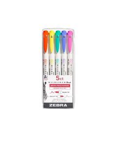 ZEBRA MILDLINER DOUBLE ENDED BRUSH PEN & MARKER BOLD & FINE POINT 5 PACK REFRESH MILD SET (ZB-79405) (ZEB79405)