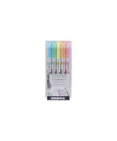ZEBRA MILDLINER DOUBLE ENDED BRUSH PEN & MARKER BOLD & FINE POINT 5 PACK FLUORESCENT SET (ZB-79105) (ZEB79105)