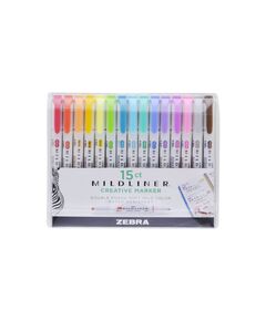 ZEBRA MILDLINER DOUBLE ENDED MARKER BOLD & FINE POINT 15 PACK SOFT & MILD SET (ZB-78115) (ZEB78115)