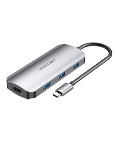 VENTION TYPE-C TO HDMI/USB 3.0X3/PD 100W DOCKING STATION 0.15M GRAY ALUMINUM ALLOY TYPE (TODHB) (VENTODHB)