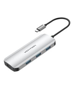 VENTION TYPE-C TO HDMI/USB 3.0*3/SD/TF/PD 100W DOCKING STATION 0.15M GRAY ALUMINUM ALLOY TYPE (TOJHB) (VENTOJHB)