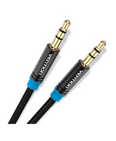 VENTION COTTON BRAIDED 3.5MM MALE TO MALE AUDIO CABLE 1M BLACK METAL TYPE (HIGH-END SERIES) (P350AC100-B-M) (VENP350AC100-B-M)