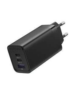 VENTION 3-PORT USB (C+C+A) GAN CHARGER (65W/30W/30W) EU-PLUG BLACK (FEDB0-EU) (VENFEDB0-EU)