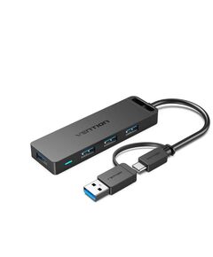 VENTION 4-PORT USB 3.0 HUB WITH TYPE-C & USB 3.0 2-IN-1 INTERFACE AND POWER SUPPLY 0.15M BLACK ABS TYPE (CHTBB) (VENCHTBB)