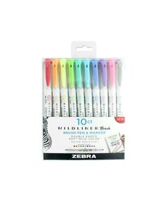 ZEBRA MILDLINER DOUBLE ENDED BRUSH PEN & MARKER BOLD & FINE POINT 10 PACK (ZB-79101) (ZEB79101)
