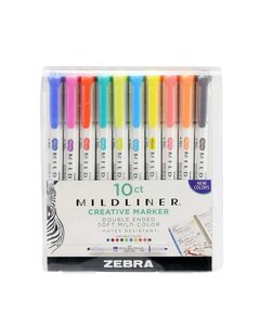 ZEBRA MILDLINER DOUBLE ENDED CREATIVE MARKER BOLD & FINE POINT 10 PACK (ZB-78501) (ZEB78501)