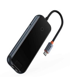 BASEUS HUB 5IN1  ACMEJOY SERIES USB-C TO 2XUSB 3.0 + USB 2.0 + USB-C PD + RJ45 DARK GREY (WKJZ010113) (BASWKJZ010113)