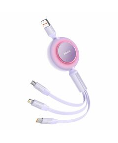 BASEUS BRIGHT MIRROR 3 USB 3-IN-1 CABLE FOR MICRO USB / USB-C / LIGHTNING 66W / 2A 1.1M PURPLE (CAMJ010105) (BASCAMJ010105)