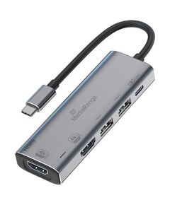 MEDIARANGE USB TYPE-C 5 IN-1 MULTIPORT ADAPTER WITH 2XHDMI OUT SILVER (MRCS511)
