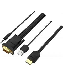 VENTION HDMI TO VGA CABLE WITH AUDIO OUTPUT & USB POWER SUPPLY 1.5M BLACK (ABIBG) (VENABIBG)