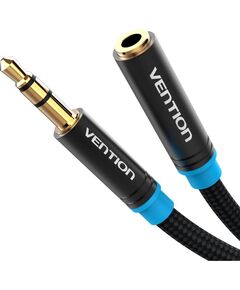 VENTION COTTON BRAIDED 3.5MM AUDIO EXTENSION CABLE 1M BLACK METAL TYPE (VAB-B06-B100-M) (VENVAB-B06-B100-M)