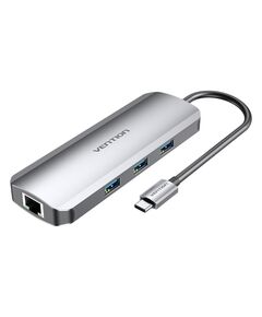 VENTION TYPE-C TO HDMI/USB 3.0*3/RJ45/SD/TF/TRRS 3.5MM/PD 100W DOCKING STATION 0.15M GRAY ALUMINUM ALLOY TYPE (TOLHB) (VENTOLHB)