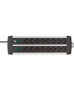 BRENNENSTUHL PREMIUM-ALU-LINE TECHNICS EXTENSION LEAD 16-WAY DUO BLACK 3M H05VV-F 3G1.5 WITH EVERY 8 SOCKETS SWITCHED (1391000916) (BNN1391000916)