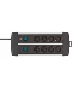BRENNENSTUHL PREMIUM-ALU-LINE TECHNICS EXTENSION LEAD 8-WAY DUO BLACK 3M H05VV-F 3G1.5 WITH EVERY 4 SOCKETS SWITCHED (1391000908) (BNN1391000908)