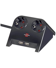 BRENNENSTUHL DESKTOP-POWER USB-CHARGER WITH 2X USB-2.0 CHARGER 2100MA 2-WAY SOCKET, BLACK POLISHED 1.8M H05VV-F 3G1.5 (1153500222) (BNN1153500222)