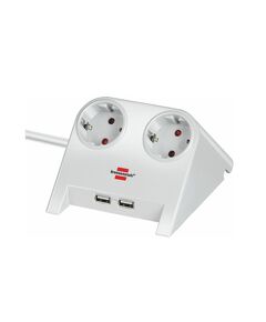 BRENNENSTUHL DESKTOP-POWER USB-CHARGER WITH 2X USB-2.0 CHARGER 2100MA 2-WAY SOCKET, WHITE POLISHED 1.8M H05VV-F 3G1.5 (1153520222) (BNN1153520222)