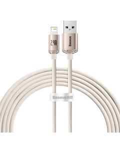 BASEUS KABEL USB DO IP CRYSTAL SHINE, 2.4A, 2M RÓŻOWY (CAJY001204) (BASCAJY001204)