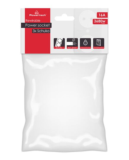 POWERTECH ΠΟΛΎΠΡΙΖΟ PT-885, 3X SCHUKO, 16A, ΧΩΡΊΣ ΚΑΛΏΔΙΟ, ΛΕΥΚΌ