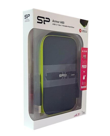 SILICON POWER ΕΞΩΤΕΡΙΚΌΣ HDD ARMOR A60, 1TB, USB 3.1, ΠΡΆΣΙΝΟΣ