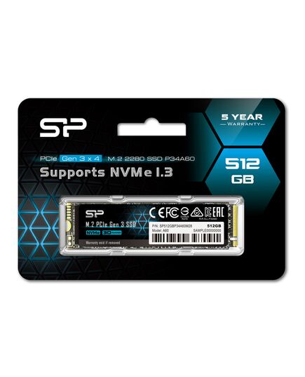 SILICON POWER SSD PCIE GEN3X4 P34A60 M.2 2280, 512GB, 2.200-1.600MB/S