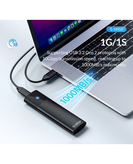 ORICO ΘΉΚΗ ΓΙΑ Μ.2 NVME SSD PWM2-G2-BK-EP, 10GBPS, ΈΩΣ 4TB, ΜΑΎΡΗ