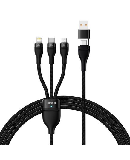 BASEUS FLASH SERIES II BRAIDED USB TO MICRO USB / TYPE-C / LIGHTNING CABLE ΜΑΎΡΟ 1.2M (CASS030101) (BASCASS030101)