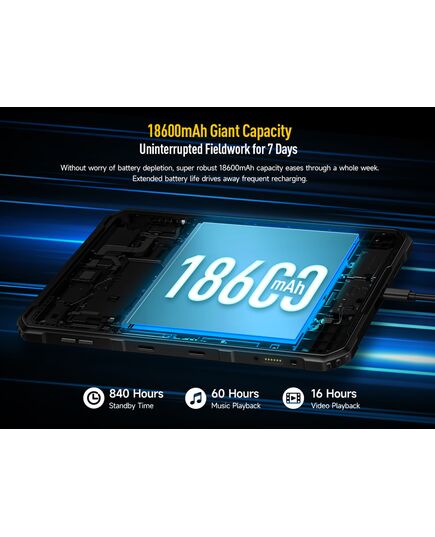 ULEFONE TABLET ARMOR PAD 2, 11" 8/256GB, 18600MAH, IP68/IP69K, 4G, ΜΑΎΡΟ