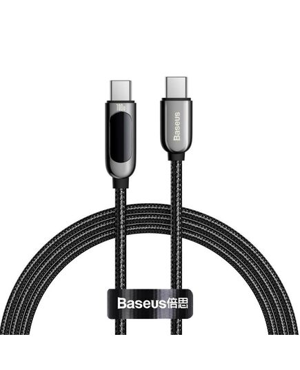 BASEUS DISPLAY BRAIDED USB 2.0 CABLE USB-C MALE - USB-C MALE BLACK 1M (CATSK-B01) (BASCATSK-B01)
