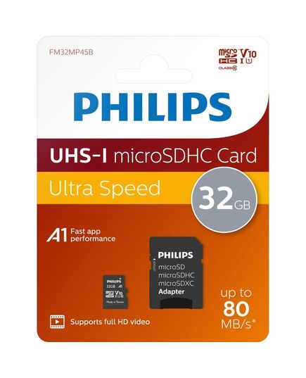 PHILIPS MICROSDHC 32GB CLASS 10 U1 UHS-I ΜΕ ΑΝΤΆΠΤΟΡΑ (PHMSDA32GUHSIU1P2) (PHIPHMSDA32GUHSIU1P2)