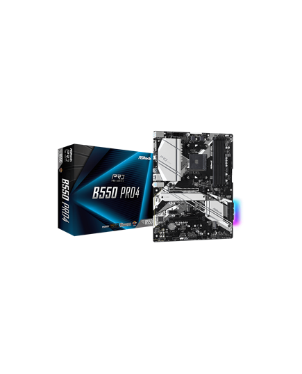 ASROCK MB B550 PRO4, SOCKET AMD AM4, CS AMD B550, 4 DIMM SOCKETS DDR4, D-SUB/HDMI, LAN GIGABIT, ATX, 2YW.